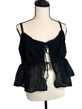 Aerie‎ Show Off High Tide Lace Tie Front Babydoll Tank Top XXL BNWT